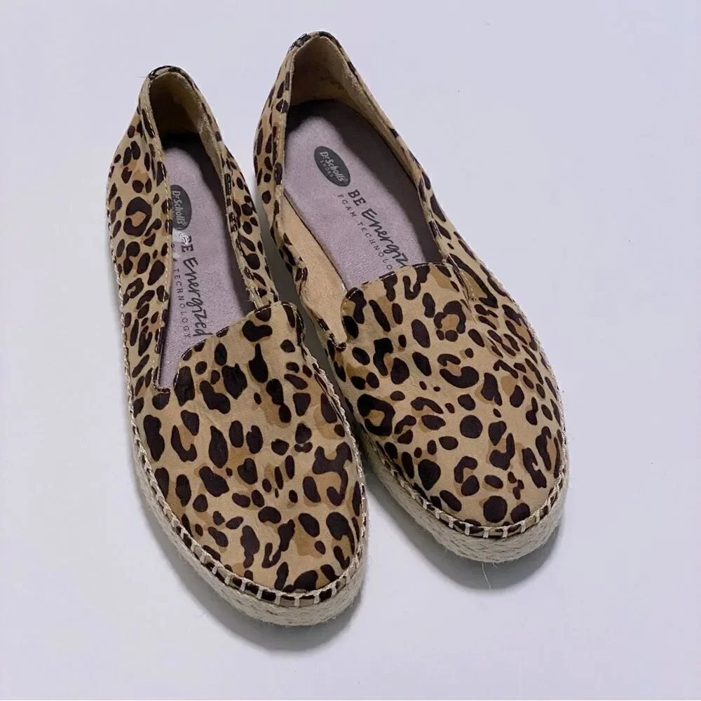 Dr. Scholl's Find Me Loafer Comfort slip on shoes leopard print espadrilles 8.5